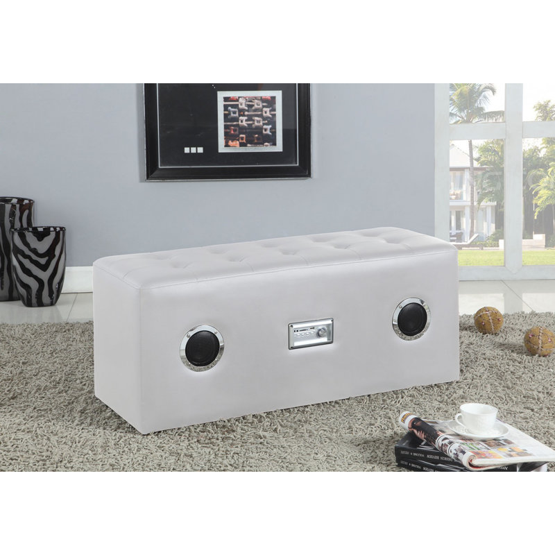 Banc en similicuir Chacon, Blanc