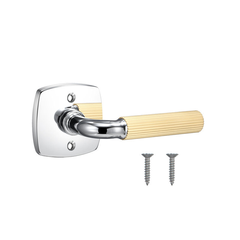 Forma Dummy Rosette In Polished Chrome, Straight Knurled Grip In Satin Brass, Polished Chrome/Satin Brass