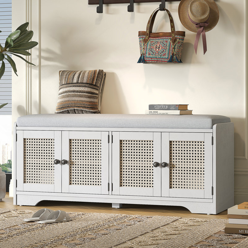 Banc de rangement Rustic, Blanc