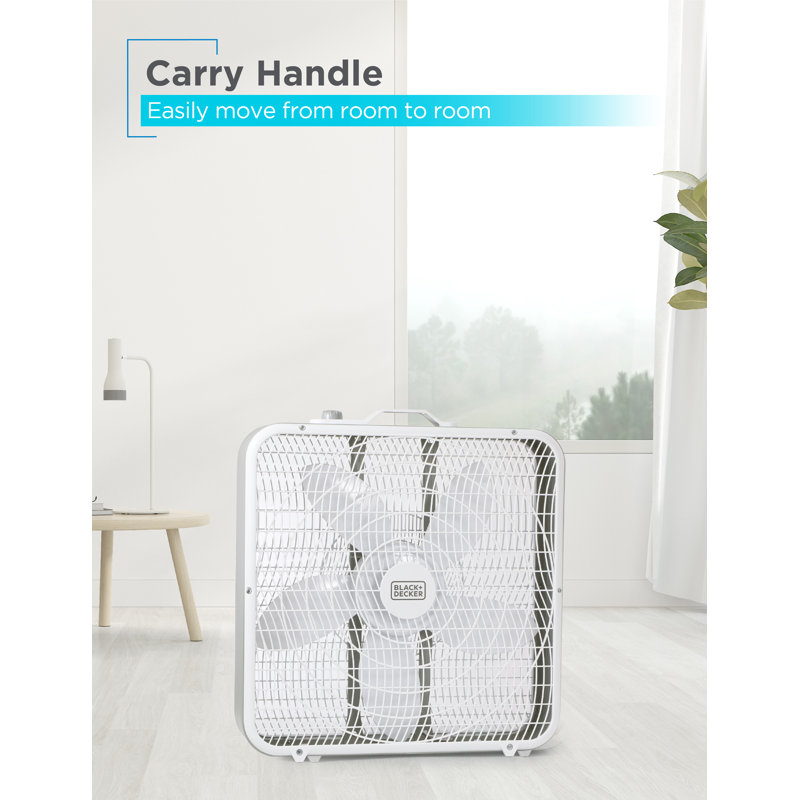 BLACK+DECKER BLACK+DECKER Box Fan with 3 Speed Settings, 20” Box Fan Rotary Knob and Recessed Cord Storage