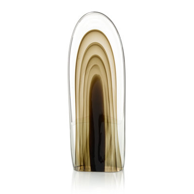Sculpture en verre Rippled Brown Handblown I