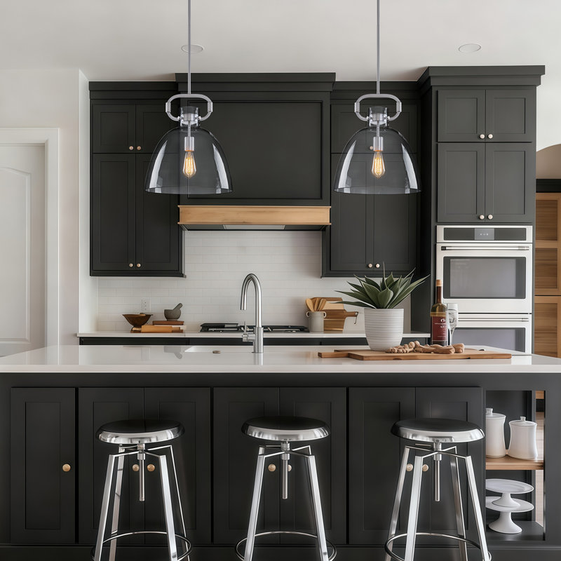 Rooker 1-light Industrial Pendant Light With Clear Glass Shade, Nickel