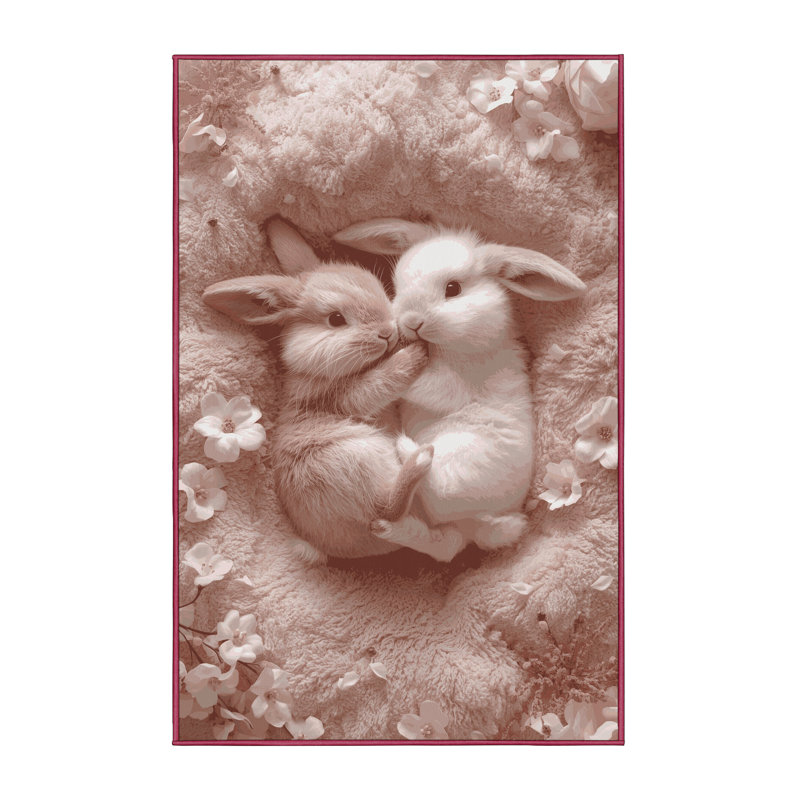 Soft Plush Faulk Easter Modern & Contemporary Abstract Area Rug in Brown – Rose Binding, 2x4