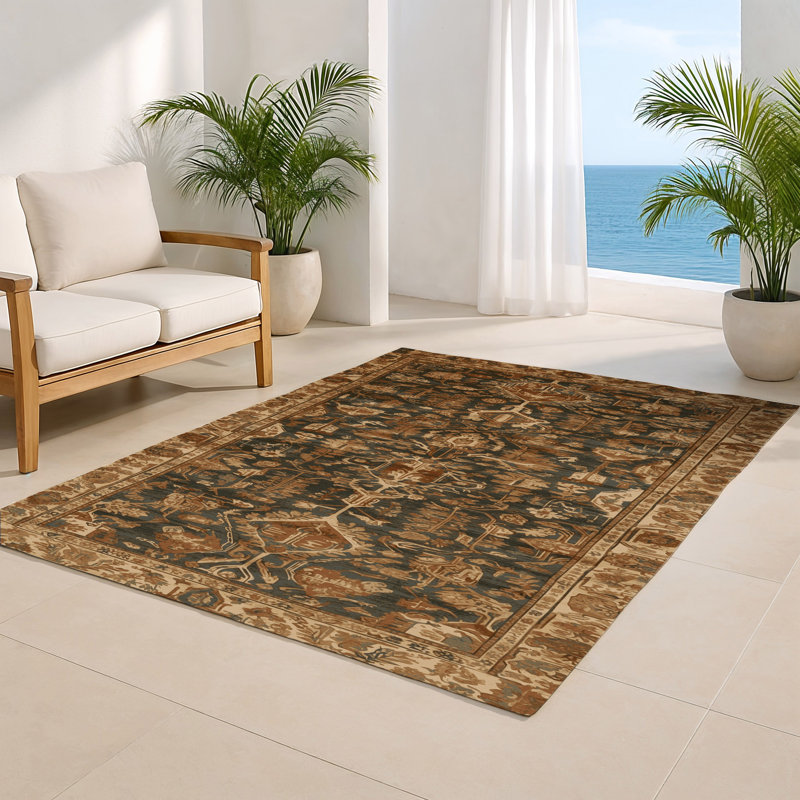 Tapis turc intérieur et extérieur brun, Rectangle 5 pi x 7 pi