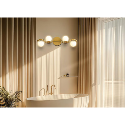 Lightdot 4-Light Modern Bathroom Vanity Light With White Globe Shades | Dimmable Rust-Proof Lighting For Bathroom, Living Room, Mirror, And Cabinet