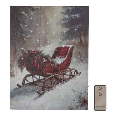 Art mural à piles avec traîneau d'hiver