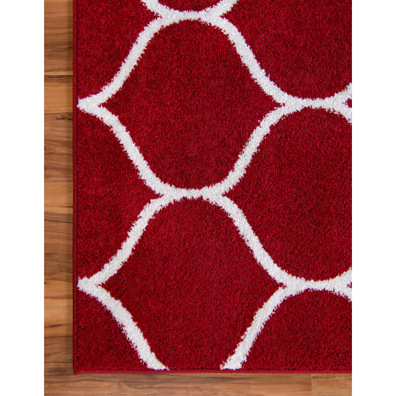 Tapis géométrique Llanet, Rectangle 2 pi x 3 pi 1 po, Red