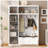 3-in-1 Hall Tree with Overhead Storage, Adjustable Shelves, Heavy-Duty Hooks, Spacious Drawers, and Grooved Back Panel for Entryway Organization-128979009