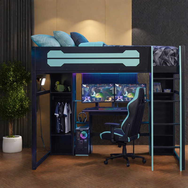 Lits multifonctionnels avec rangement, loft moderne en bois aggloméré moderne pour la maison