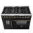 Forno Galiano 48" French Door Gas Range, Black or White & Antique Brass, 107,000 BTU, 6.58 cu.ft. Ovens-108673498