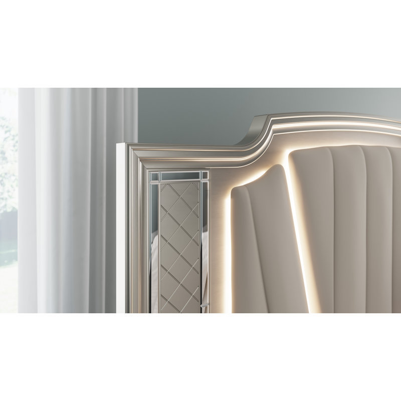 Lisbett Platinum  Upholstered Panel Bed, California King
