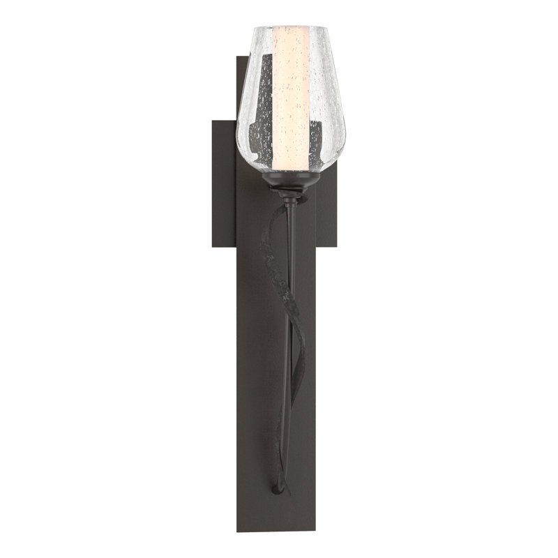 Flora 1 - Light Armed Sconce, Oil Rubbed Bronze, Seeded Clear/Opal White