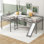 Lit mezzanine simple en L gris avec échelle et glissade - Lit mezzanine pour enfants et adolescents peu encombrant