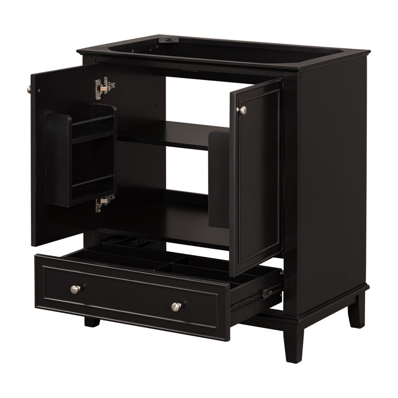 Meuble-lavabo 30 po sans lavabo, base seulement, armoire de salle de bain multifonctionnelle avec portes et tiroir, noir