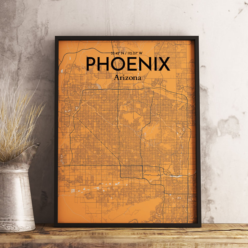 Phoenix City Map - No Frame Print, 43.2cm H x 27.9cm W x 0.13cm D