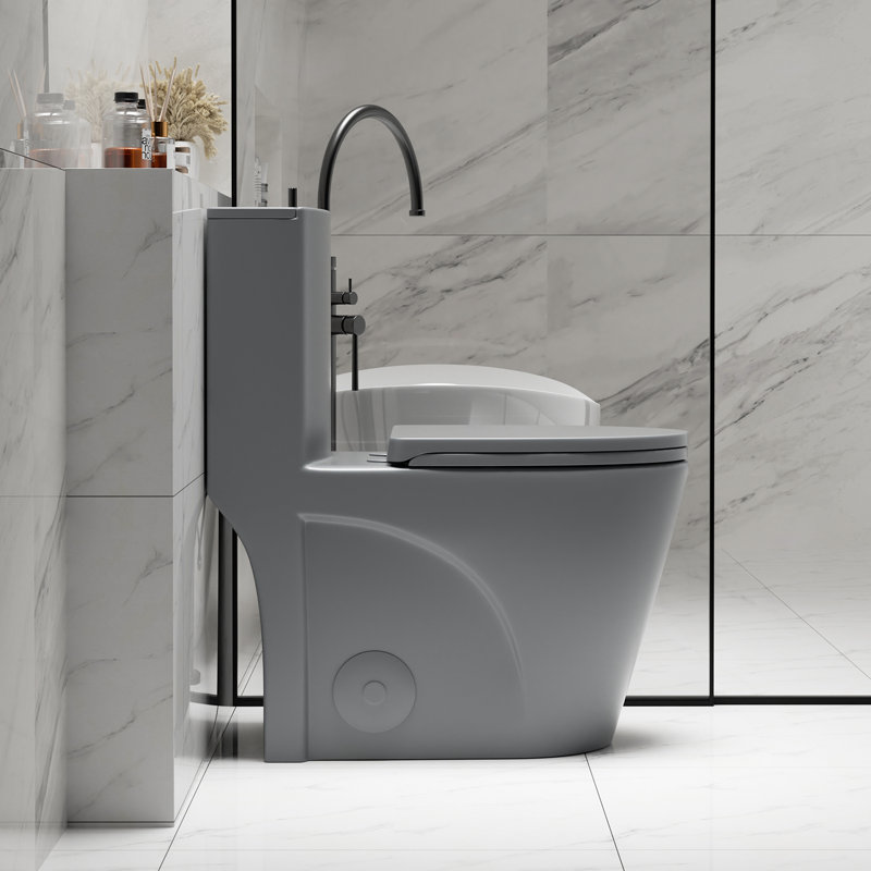 Seren Modern Soft-Close Antimicrobial Toilet Seat Cover, Light Gray
