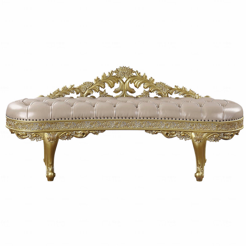 Banc en cuir synthétique et finition dorée