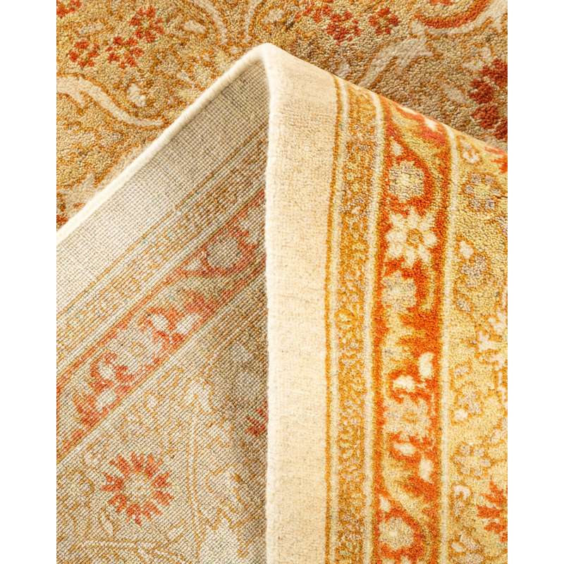 Ivory Hand-Knotted Wool Geometric 6x9 Area Rug
