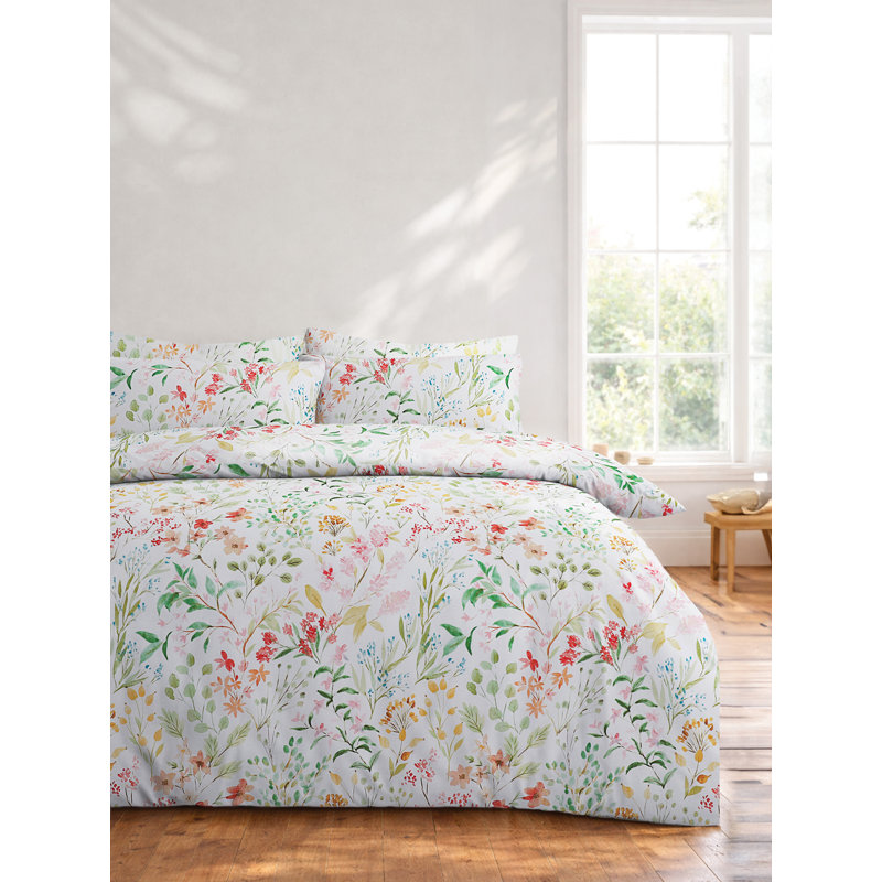 Bedding, Sing Duvet Cover + 1 Pillowcase , Cream Floral