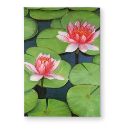 Lotus Flowers in a Swamp - Romantic Floral Door Mat