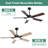 52 Inch Modern Black Ceiling Fan With Light And Remote, Silent DC Motor 6 Speeds Chandelier Ceiling Fan For Bedroom-622442074-622442077