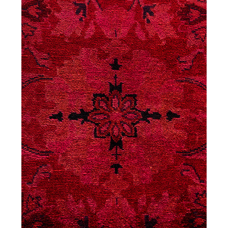 Overdyed Hand-Knotted Wool Modern-Contemporary Pink Area Rug 9' 3" x 11' 10"