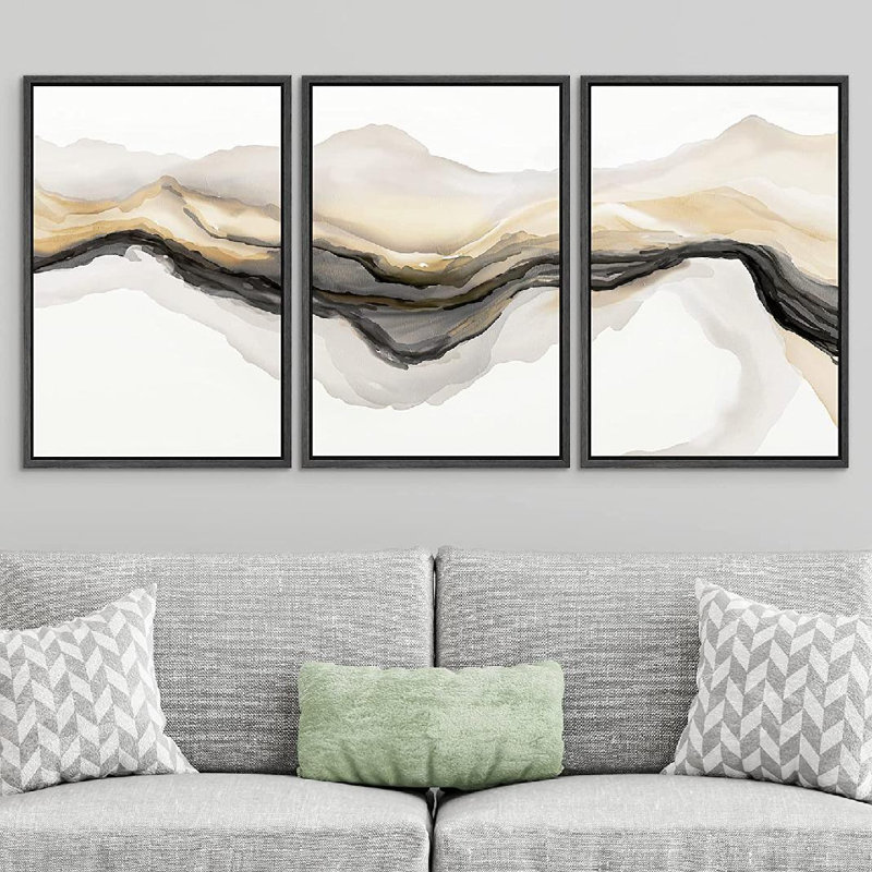 Modern Abstract Wall Decor on Canvas, Black
