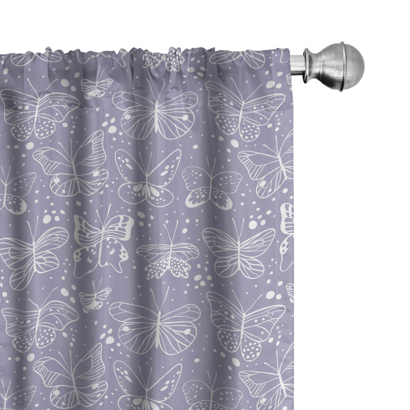 Butterfly Geometric Semi-Sheer Rod Pocket Curtain Panels, 28" W x 63" L