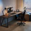 Bureau à 3 tiroirs brun noyer + bois massif noir + fer-1877595374-1877595360