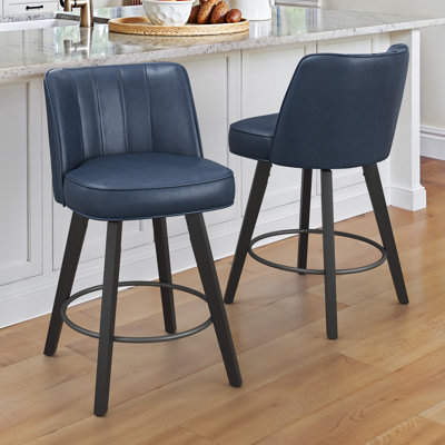 26''H Swivel Faux Leather Bar Stools (Set Of 2)