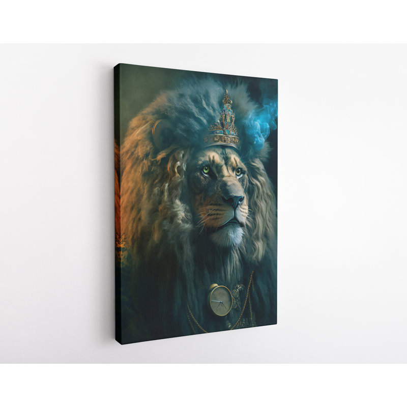 Jordane chaman guérisseur lion sur toile, H 24 po x l 16 po x P 1 po