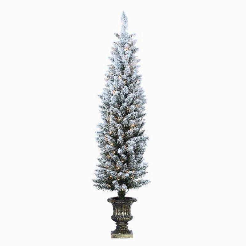 Arbre de Noël artificiel blanc en pot 4,5 pi avec 100 lumières claires