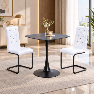 Ensemble de table tulipe sur pied central 3 pièces, contemporain et peu encombrant, avec chaises cantilever