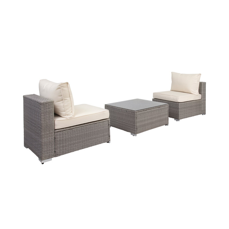 24.4'' Wide Steel Loveseat with Cushions, Gray