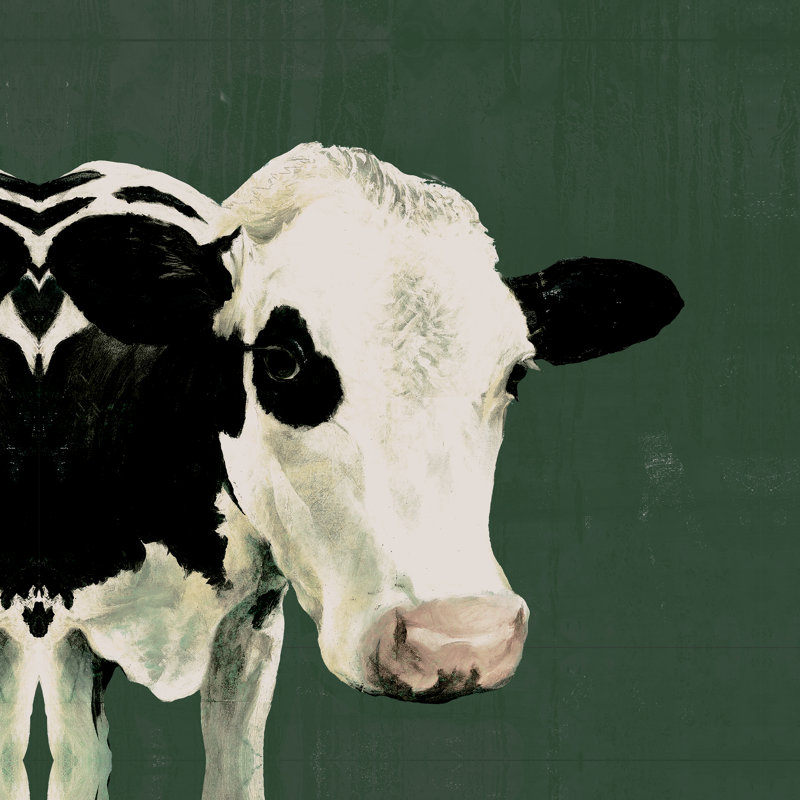 Sarcastic Cow On Green - Wrapped Canvas Painting, 91cm H x 91cm W x 3.8cm D