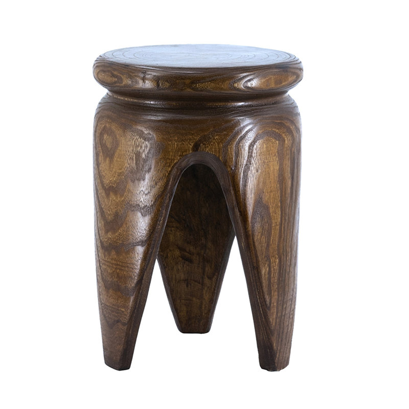 11X11x16.5" Carved Paulownia Wood Accent Table With Natural Brown Finish(Only Including Coffee Table)