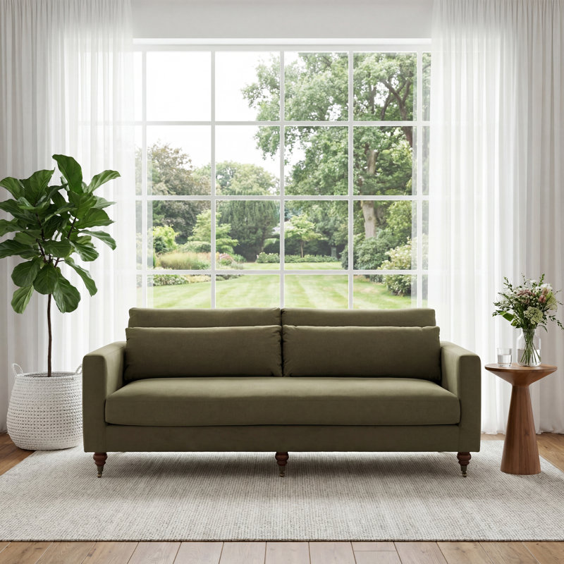 Canapé à accoudoirs l 84,6 po Lena, Vert olive