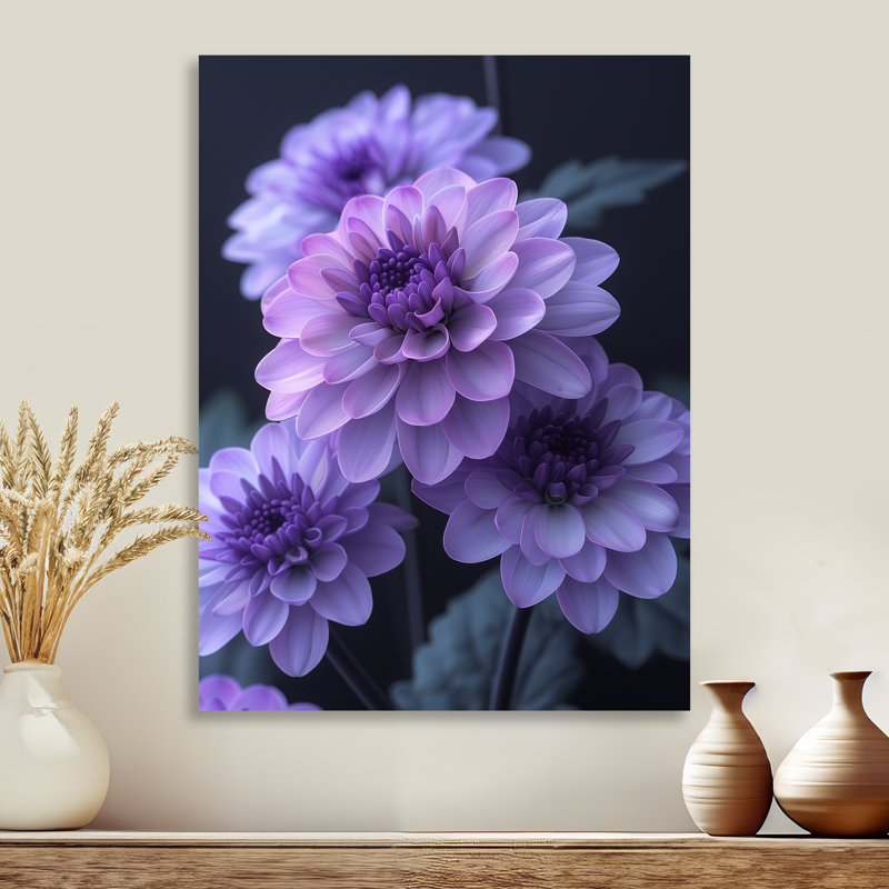 Imprimé mural mauve mauve gris et gris, Sans cadre, métal, H 24 po x l 32 po