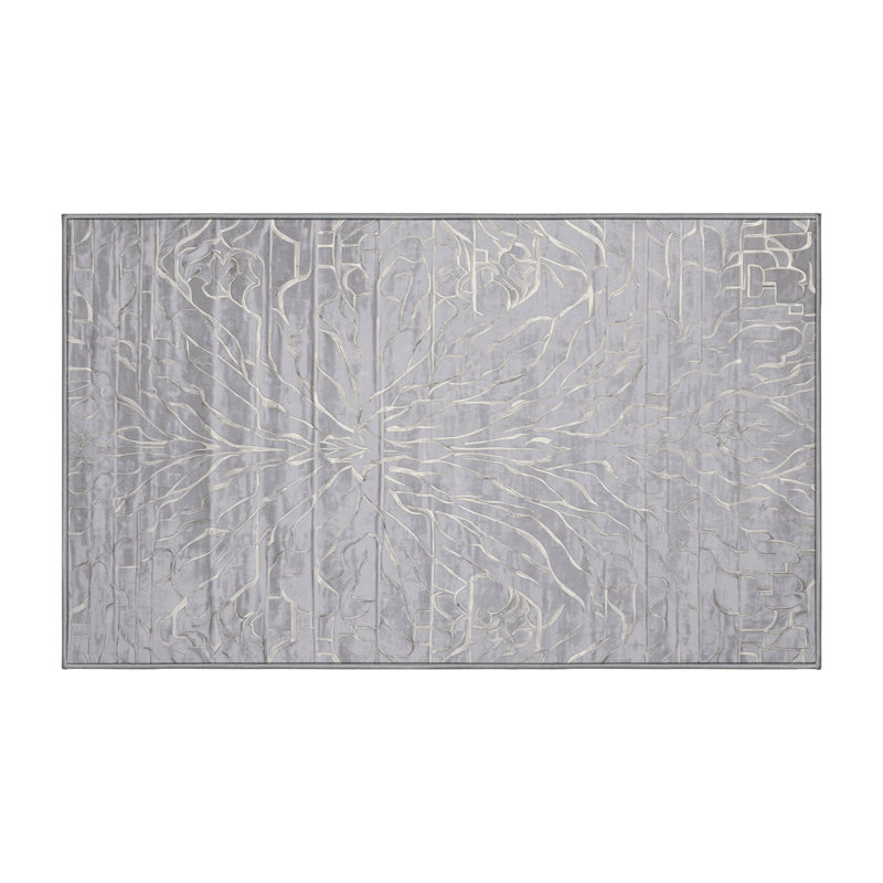 Machine Washable Gray Area Rug, Rectangle 2' x 3'