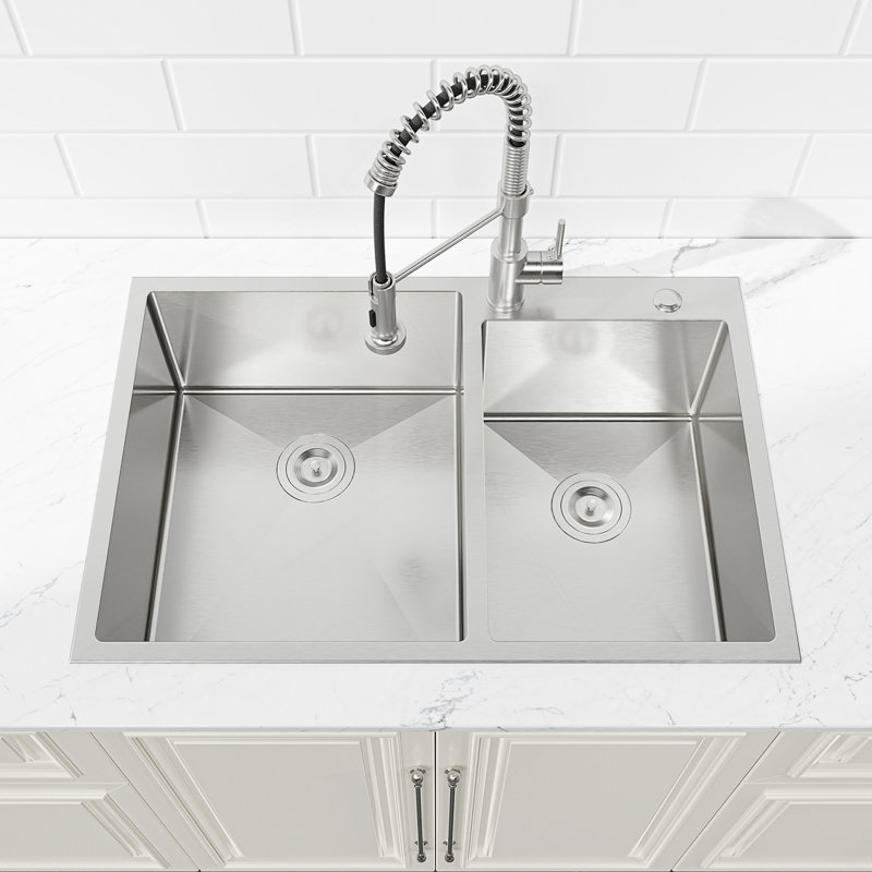 Évier de cuisine encastré à double cuve encastrable 33 po x 19 po