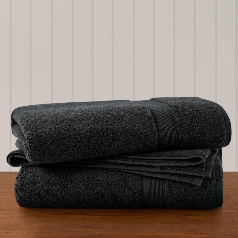 Ensemble de draps de bain 100% coton 800GSM 2 pièces, Noir