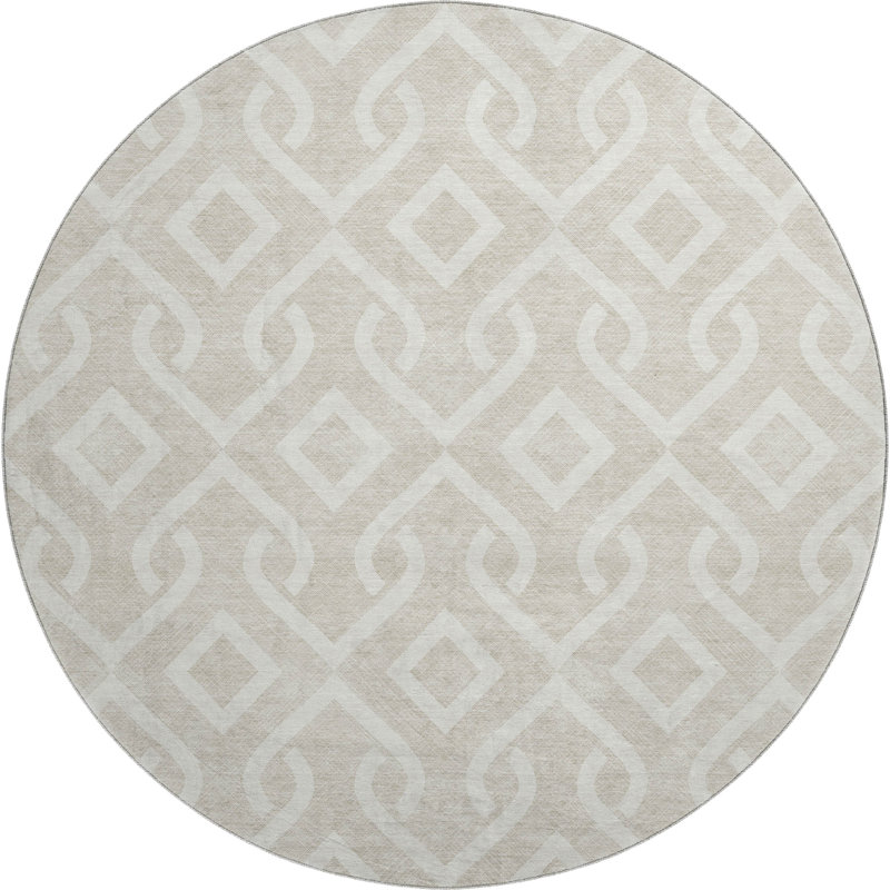 Premium Machine Washable Cerrito Beige Rug, Round 8'