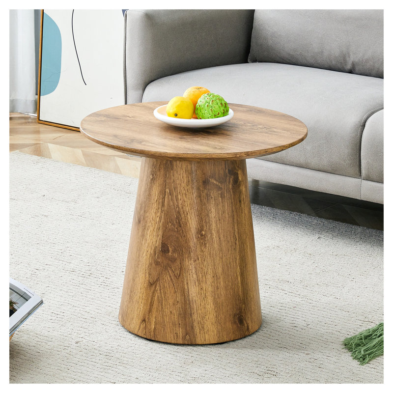 Table basse ronde avec panneau de fibres à densité moyenne en bois naturel de 19,6 po de diamètre