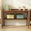 Bureau en bois massif de 47 po de style Mid-Century moderne avec 2 tiroirs et tablette de rangement, bureau d'ordinateur pour petits espaces avec crochets latéraux, finition noyer