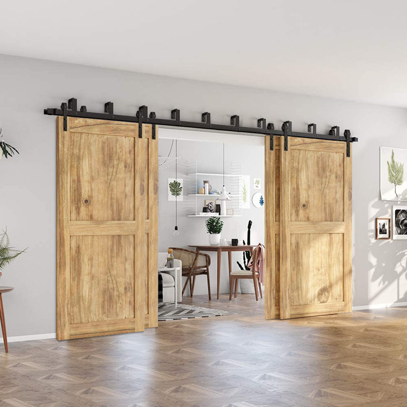 Ensemble de quincaillerie de porte de grange double coulissante pour 4 portes coulissantes, 132 po