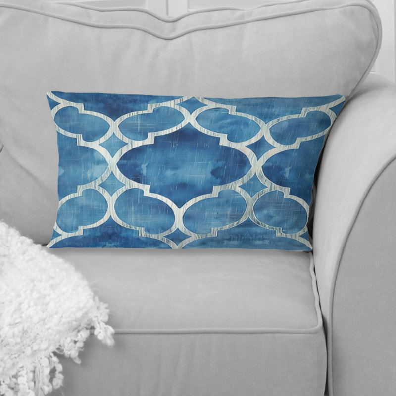 Coussin lombaire bleu Modern Trellis VII
