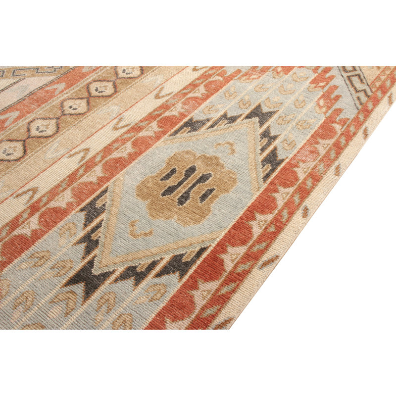Distressed Homage Hand Knotted Wool Geometric Area Rug, Rectangle 14' x 20'