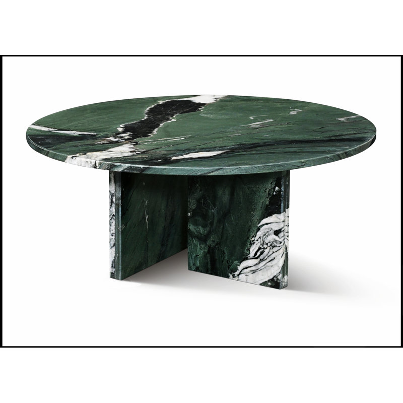 Table basse en marbre naturel, petite table de salon avec surface polie, pierre véritable et durable, 70 x 32 cm, Vert