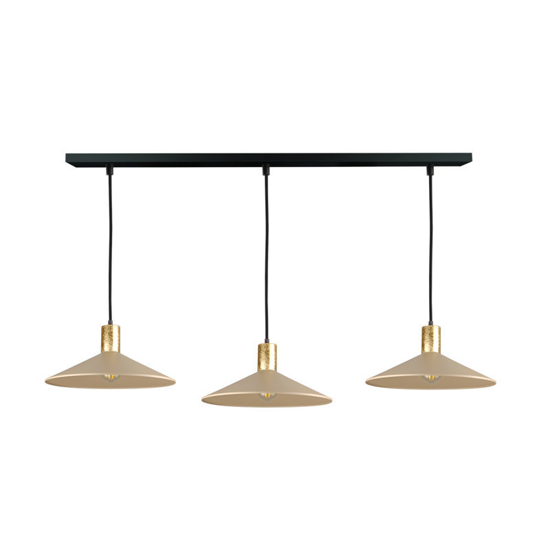 3 - Light Matte Black Dome Pendant, Gold/Latte