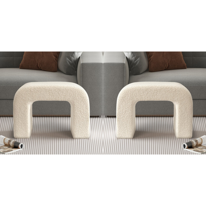 White Upholstered Ottoman 